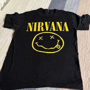 NIRVANA Black Tee with Bold Yellow Graphic